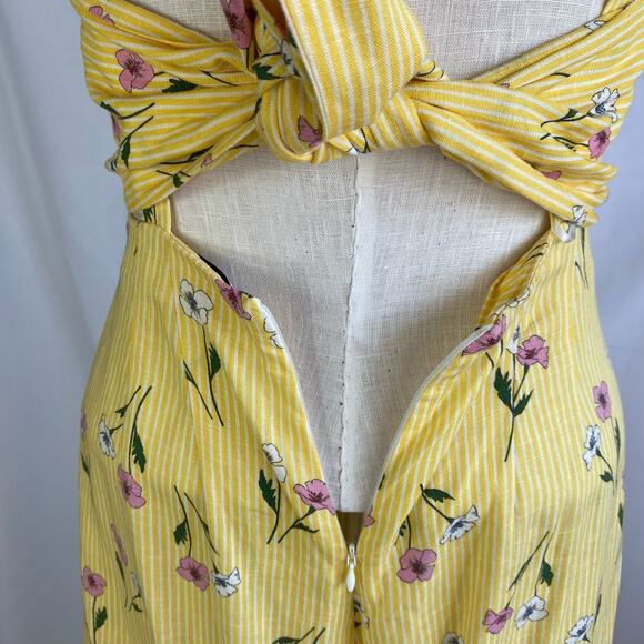 Finders Keepers Limoncello Floral Wide Leg Jumpsuit Women 4 Yellow‎ Cottagecore - Picture 7 of 11